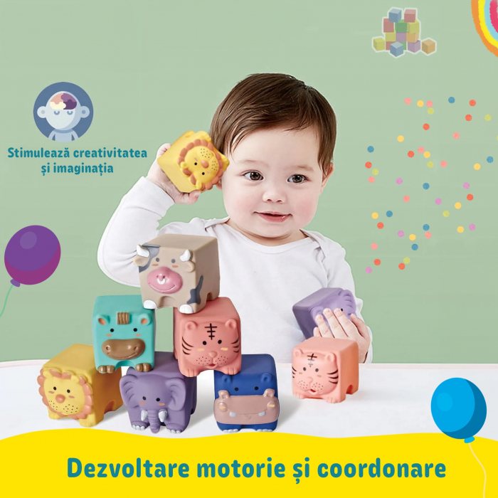 Set cuburi moi interactive in forma de animalute pentru bebelusi [12]