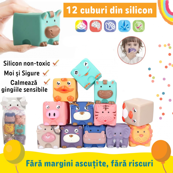 Set cuburi moi interactive in forma de animalute pentru bebelusi [13]