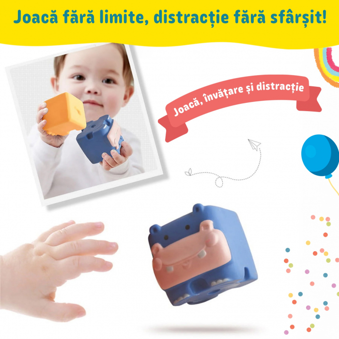 Set cuburi moi interactive in forma de animalute pentru bebelusi [7]