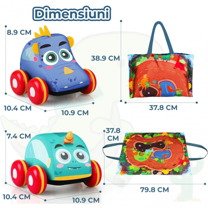 Set de 4 Masinute din Plus tema dinozauri [6]