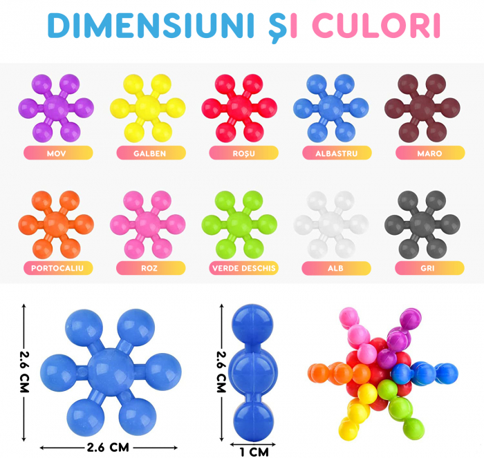 Set de constructie stelute STEM 400 piese diametru 2,6 cm [9]