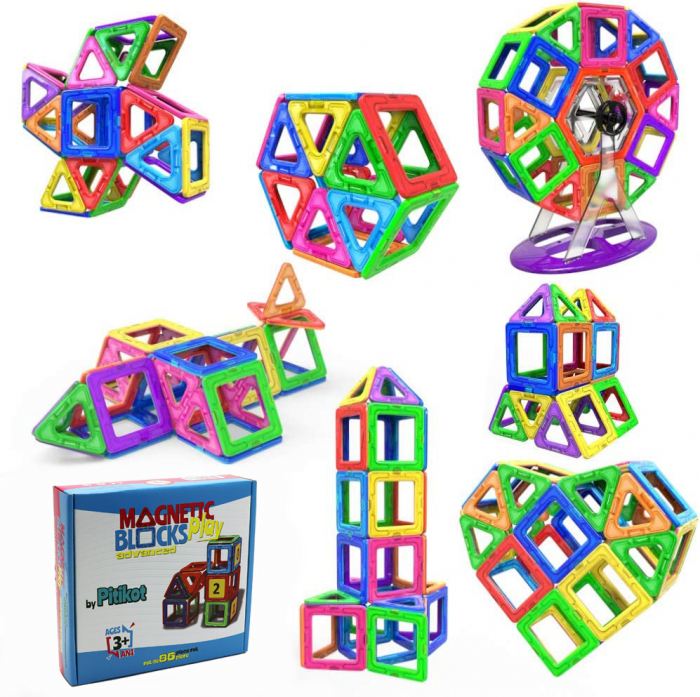Set de construit cu 86 piese magnetice [6]