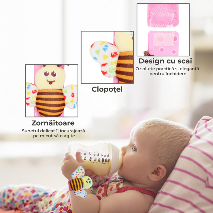 Set jucarii interactive pentru bebelusi, sosete si bratari zornaitoare - model insecte [5]