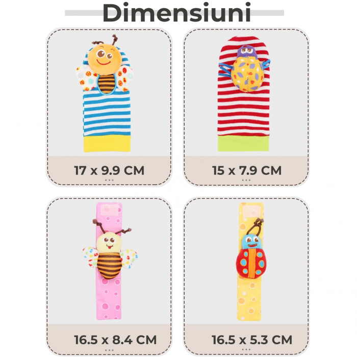 Set jucarii interactive pentru bebelusi, sosete si bratari zornaitoare - model insecte [11]