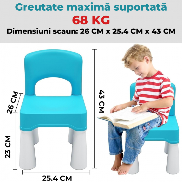 Set Masa cu 2 Scaune pentru copii Pitikot® Albastru [10]