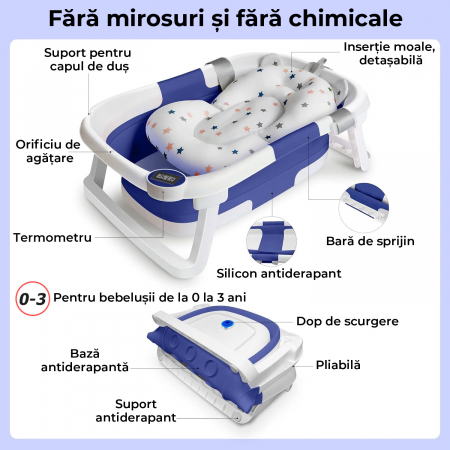 Cadita de baie pentru bebelusi pliabila culoare Albastru [3]