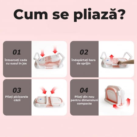 Cadita de baie pentru bebelusi pliabila culoare Roz [7]