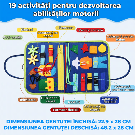 Jucarie interactiva Montessori tip gentuta cu multiple activitati - Albastru [1]