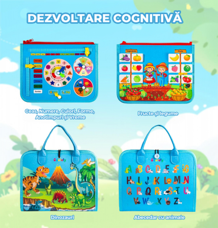 Jucarie interactiva Montessori tip gentuta cu multiple activitati - Albastru inchis [4]