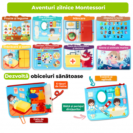 Jucarie interactiva Montessori tip gentuta cu multiple activitati - Albastru deschis [7]