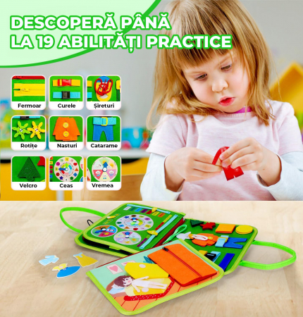 Jucarie interactiva Montessori tip gentuta cu multiple activitati - Verde [1]