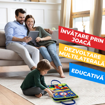 Jucarie interactiva Montessori tip gentuta cu multiple activitati - Albastru [6]
