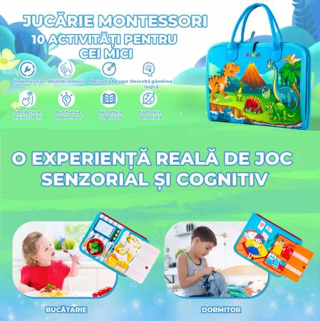 Jucarie interactiva Montessori tip gentuta cu multiple activitati - Albastru inchis [3]