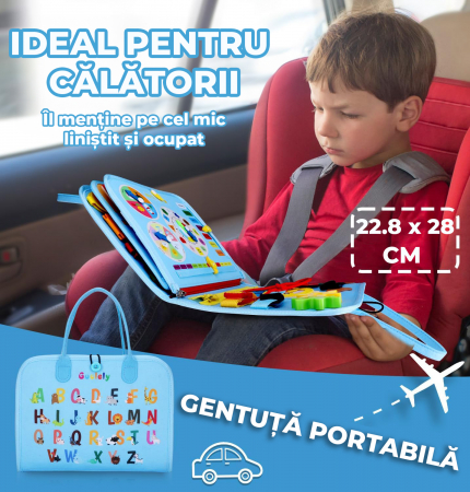 Jucarie interactiva Montessori tip gentuta cu multiple activitati - Albastru inchis [6]