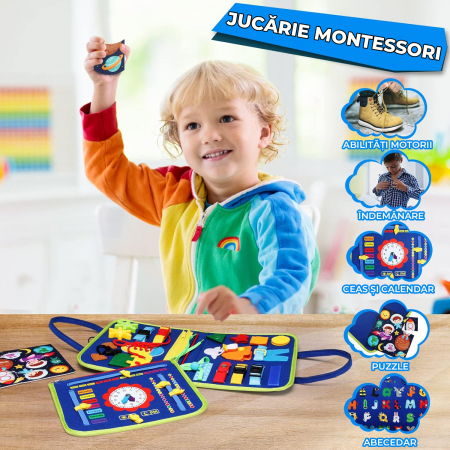 Jucarie interactiva Montessori tip gentuta cu multiple activitati - Albastru [3]