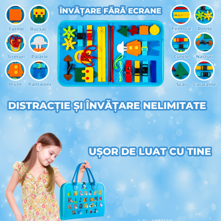 Jucarie interactiva Montessori tip gentuta cu multiple activitati - Albastru inchis [8]