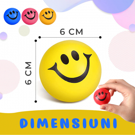 Jucarie squishy Pitikot® tip bila antistres, set de 12 bile senzoriale, cu emoticoane si culori vii, potrivite pentru diminuarea stresului sau anxietatii, Multicolor [8]