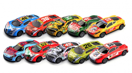 Set 10 masinute de curse din Aliaj,1:64, Multicolor [1]