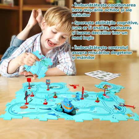 Set 25 piese traseu puzzle racer culoare Albastru Deschis [3]