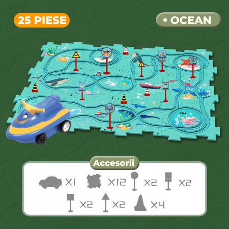 Set 25 piese traseu puzzle racer culoare Albastru Deschis [5]
