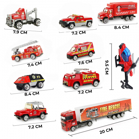Set camion trailer de jucarie pentru transport, Rosu [2]