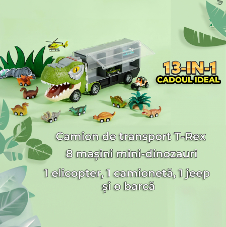 Set camion trailer de jucarie pentru transport, T-Rex [4]