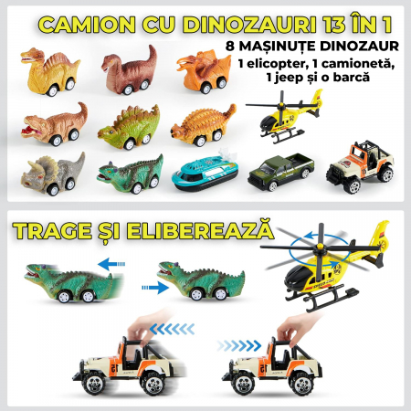 Set camion trailer de jucarie pentru transport, T-Rex [10]