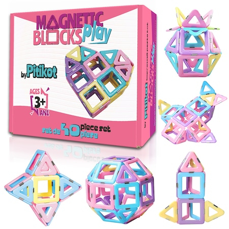 Jucarii STEM - Set de construit cu 40 piese magnetice