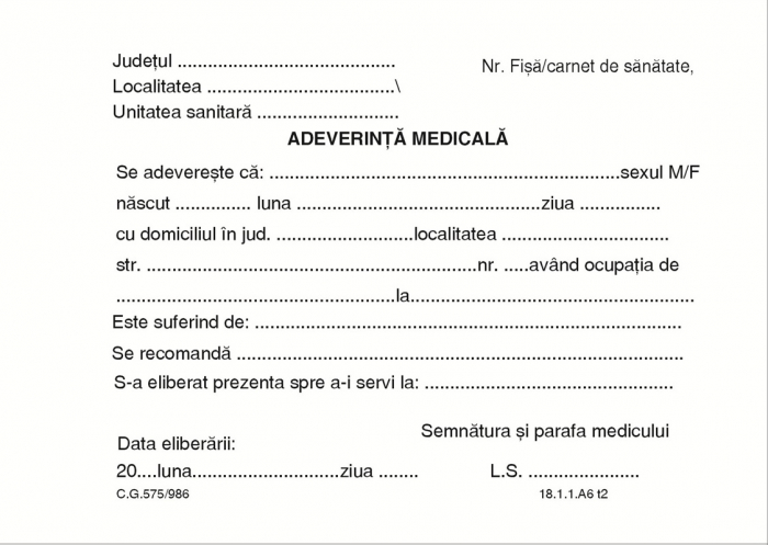 Adeverinta medicala A6 [1]