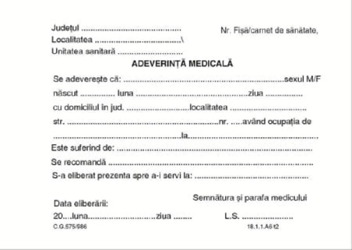 Adeverinta medicala A6 [1]