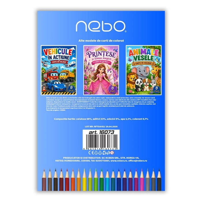Carte de colorat A4, 8 file, Animale vesele - NEBO [2]
