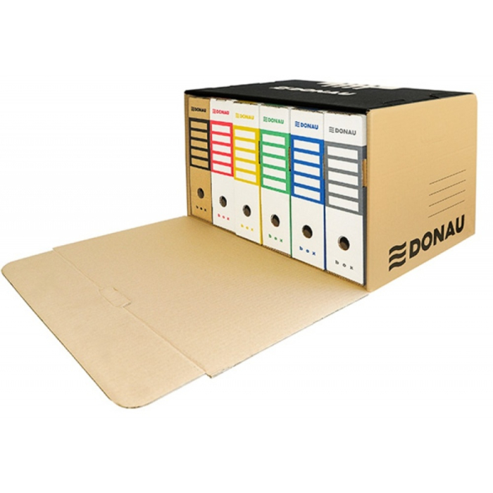 Container de arhivare cu capac deschidere frontala, carton 450gsm, DONAU - negru/kraft  DN-7667301FSC-02 [1]