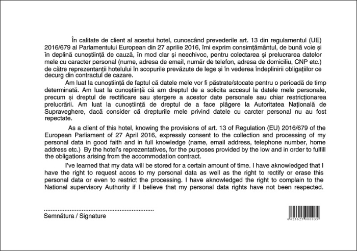 Fisa de anuntare a sosirii si plecarii turistilor cu GDPR [2]