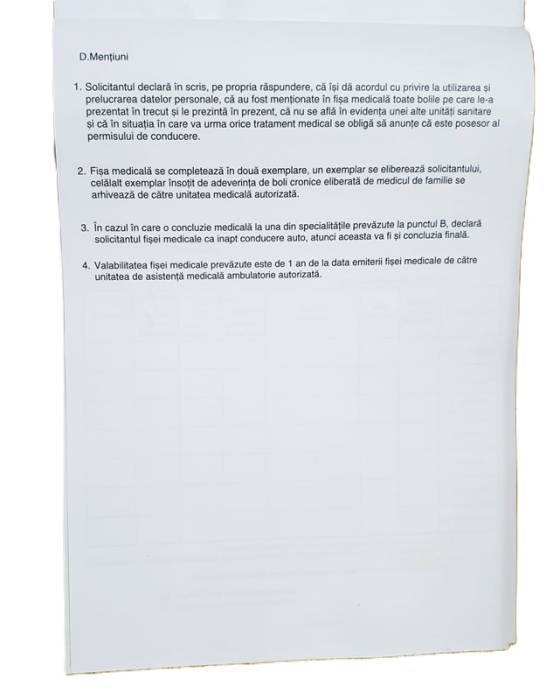 Fisa medicala pentru permis auto carnet 100 file [2]