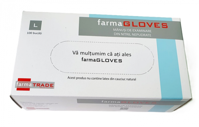 Manusi nepudrate nitril Albastre L Farma GLOVES [1]