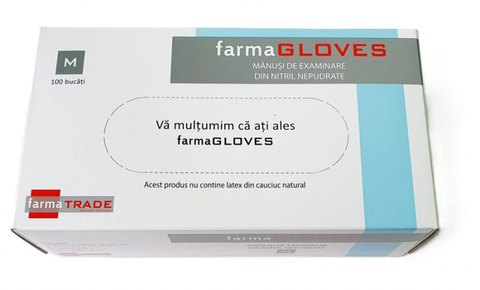 Manusi nepudrate nitril Albastre M Farma GLOVES [1]