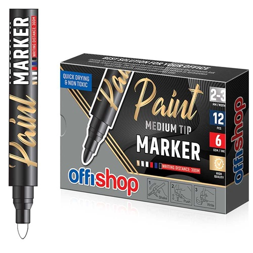 Marker permanent cu vopsea alba, varf 2/3mm OFFISHOP [2]