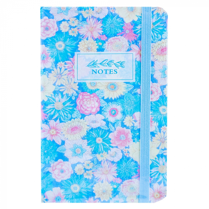 Notes A5 cu elastic, 80 file, Flori albastra [1]