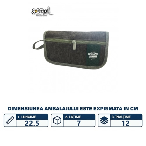 Penar borseta Urban, 2 fermoare, GREEN, 22.5x7x12 cm - S-COOL SC2871 [2]