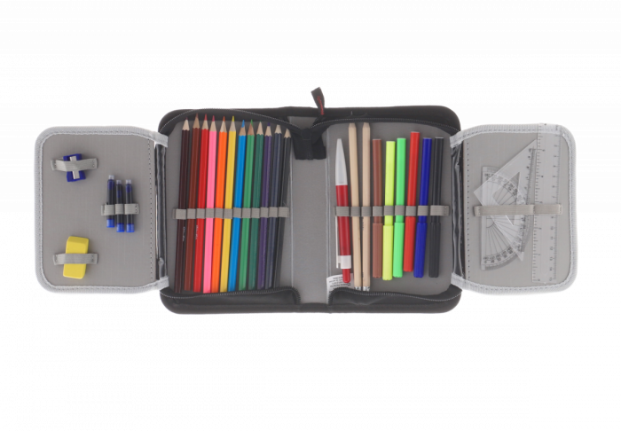 Penar echipat Schoolfriendly 1 fermoar 2 extensii 31piese Model Figuri geometrice rosu [2]