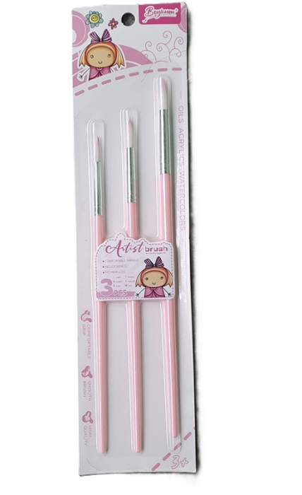 Pensule desen, culori pastel, varf rotund, 3 buc/set [2]