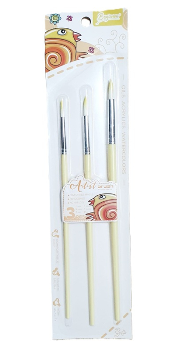 Pensule desen, culori pastel, varf rotund, 3 buc/set S-Cool HB-3R [2]
