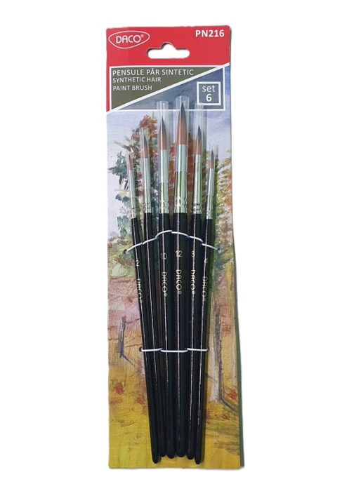 Pensule păr sintetic vârf rotund set 6 DACO PN216 [1]