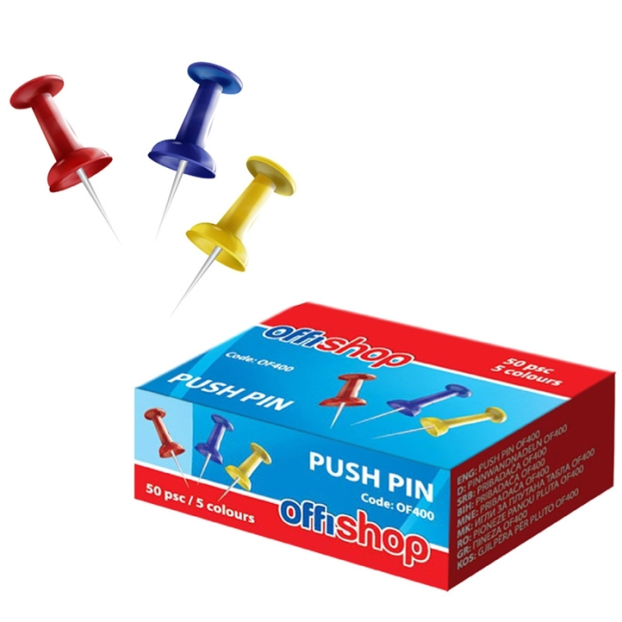 Pioneze panou pluta, color, 50 buc/set - OFFISHOP [1]