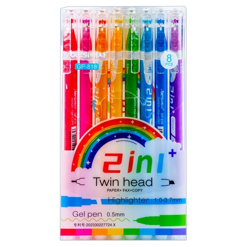 Pix cu gel + text marker, 2 capete, 8 culori/set [1]