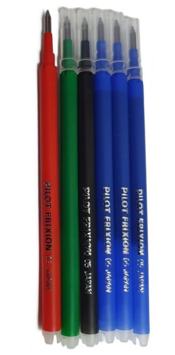 Rezerva Frixion Pilot 6/set  pentru Clicker 05: 3 albastre + 1 rosie + 1 verde + 1 negru [1]