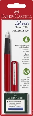 Stilou Faber-Castell Scolar blister penita M + 6 rezerve albastru [1]