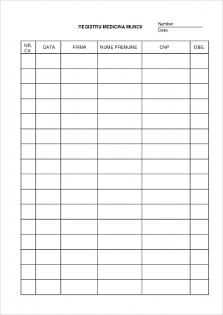 TIpizate medicale - Registru medicina muncii