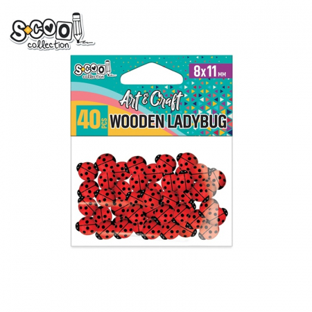Scoala si gradinita - Accesorii craft, buburuze lemn, 8x11mm, 40 buc/set - S-COOL