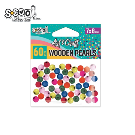 Accesorii lucru manual - Accesorii craft, margele lemn, 7x8 mm, 60 buc/set - S-COOL